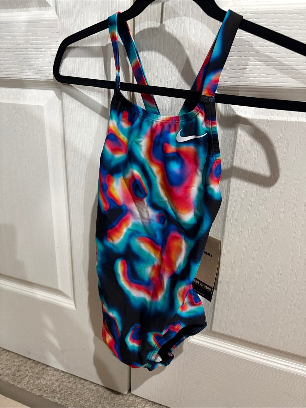 Nike Women’s Blue Multi-Color Abstract One-Piece Swimsuit